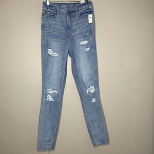 Old Navy Skinny Jeans Womens Higher High‎ Rise Distressed Size 8 Tall Stretch